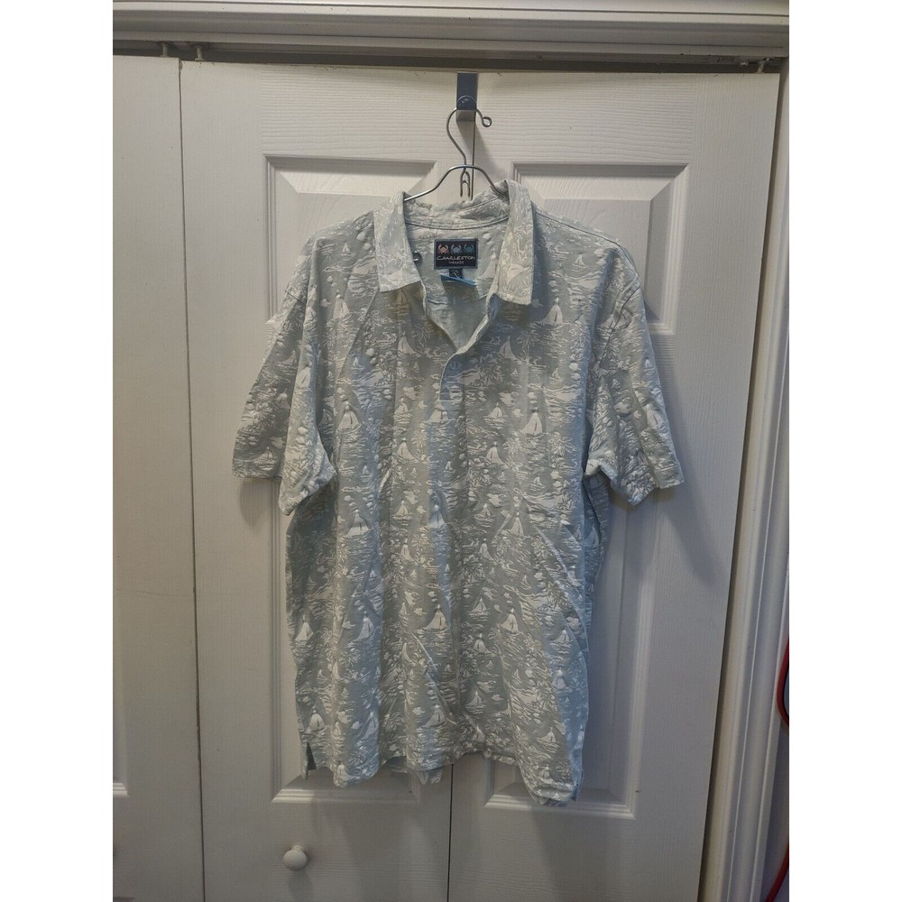 Charleston Threads XXL Men's Polo 471 SeaGlass Sailboats/Palm Trees  Resort/Golf